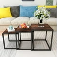 thumbnail image 2 of Nesting Table Set of 3 Side Tables, Modern Coffee Stacking End with Metal Frame，Brown, 2 of 5