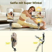 SelfieShow Selfie Stick, 45 Extendable Selfie Stick Tripod, 360° Rotating Portable Phone Tripod with Bluetooth Remote and 2 LED Lights for iPhone and Android (Black)
