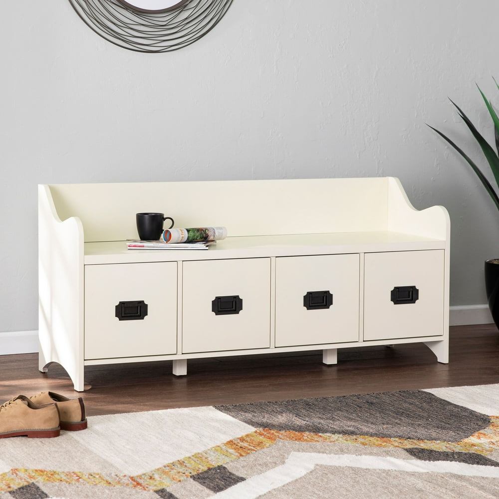 Estacia 4Drawer Storage Bench, White