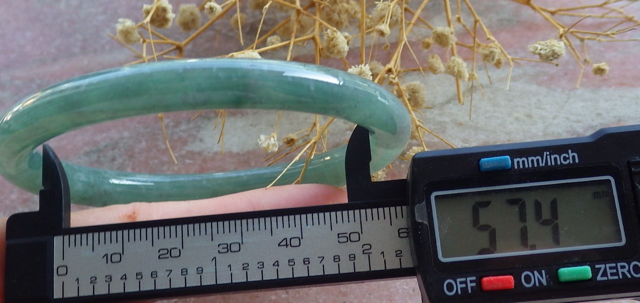 Icy Green Natural A JADE Jadeite Circle Bangle Bracelet 57 mm 683845 TN