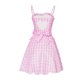 thumbnail image 2 of Disfraz de película de Barbie para mujer, vestido rosa de guingán, vestidos por debajo de la rodilla para fiesta de Halloween con lazo, vestido elegante, 2 of 3