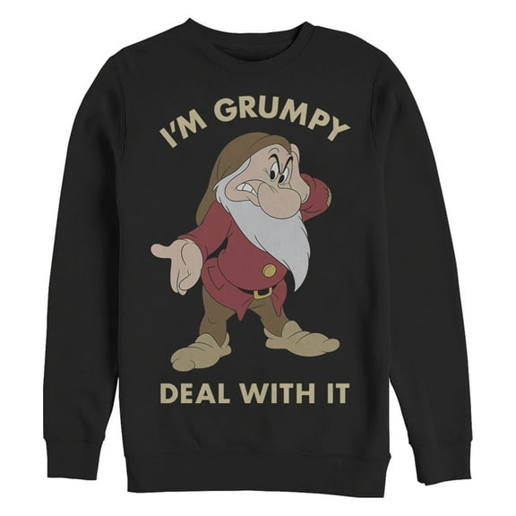 Men's Disney Snow White I'm Grumpy Deal With It Portrait Sweatshirt Color: Black Size: XXL