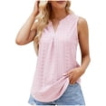 thumbnail image 2 of BRGZLK Women's Summer Tank Tops Fashion Solid V-Neck Vest Loose Fit Casual Hollow Pleated Sleeveless Top Pink XXL, 2 of 6