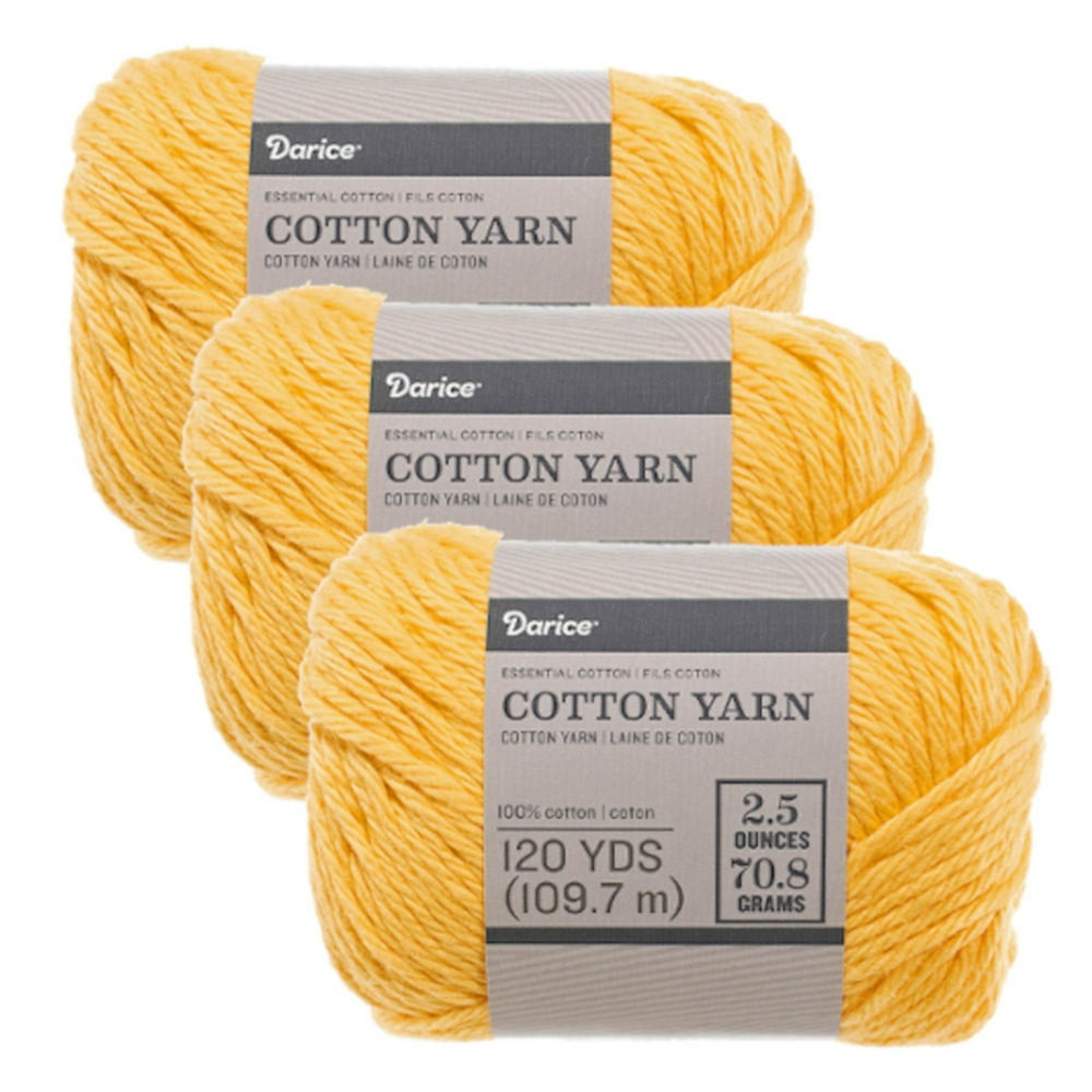 Size 4 Medium 100 Cotton Yarn 3 Pack of Skeins in Assorted Colors