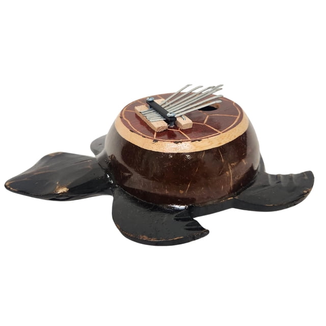 WorldBazzar Karimba Thumb Piano 7 Keys Coconut Shell Turtle Musical Kalimba Instrument Aboriginal Dot Design