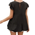 thumbnail image 3 of Camiseta de mujer Verano Encaje Cuello redondo Manga corta Casual Top suelto, Negro, M Sweethay AP001322-06, 3 of 7