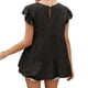 thumbnail image 3 of Camiseta de mujer Verano Encaje Cuello redondo Manga corta Casual Top suelto, Negro, M tholdsy AP001322-06, 3 of 7