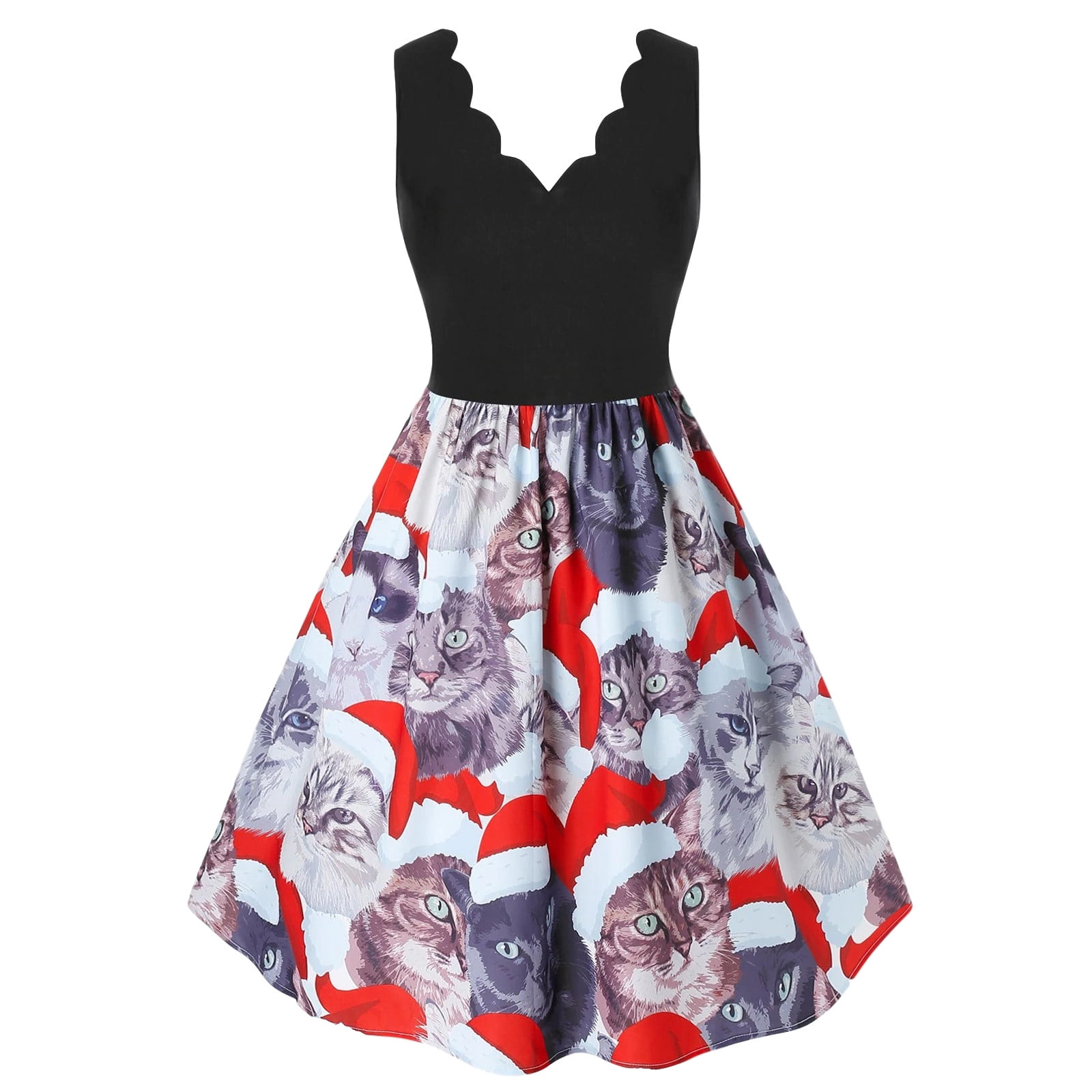 Cat print christmas dress Clearance