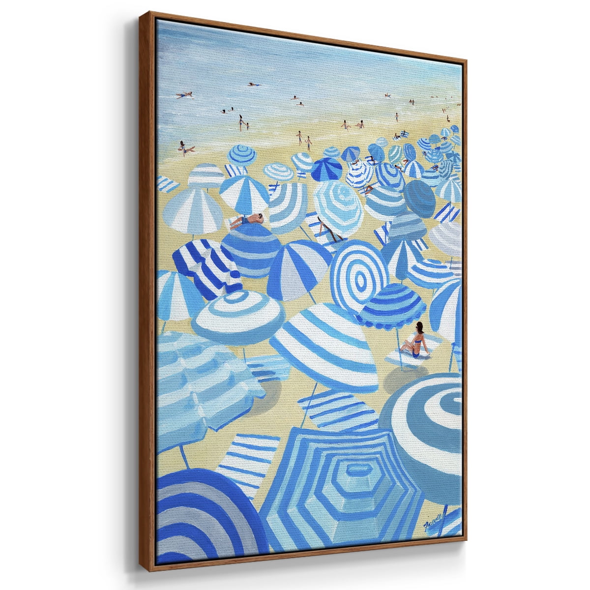 Sky Blue Beach Framed Premium Gallery Wrapped Canvas - Ready to Hang