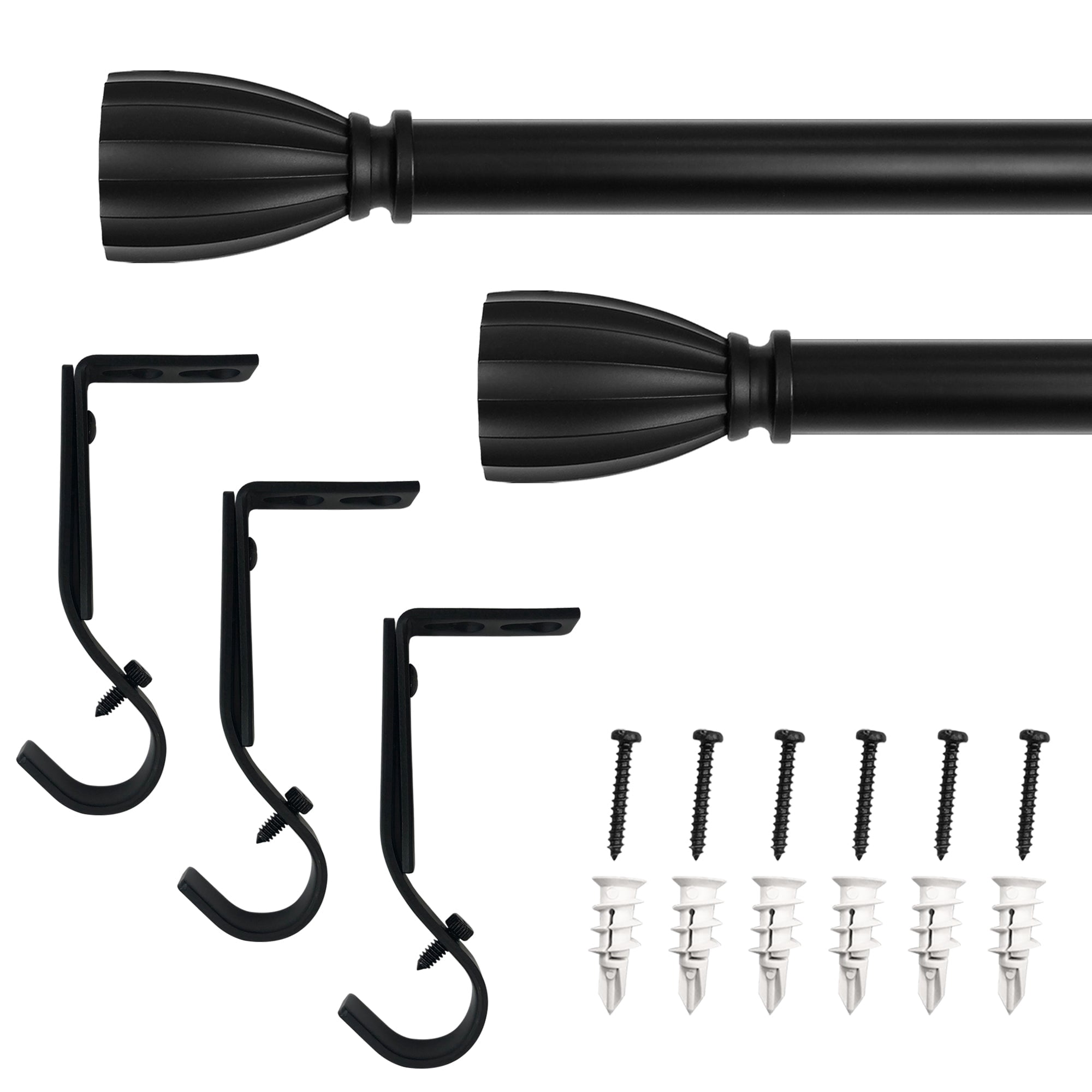 1" Flat Knob Rod Matte Black 50"-144"