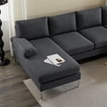 thumbnail image 5 of 4-Seater Couch Sofa, Modern U-Shaped Linen Sofa with Wooden Frame and Iron Golden Feet, Indoor Modular Sofa for Living Room, Waiting Room, Apartment and Hotel, Dark Gray, 5 of 7