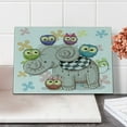 thumbnail image 2 of Cartoon Cutting Board, Cartoon and Owls Floral Background Animal Love Big Eyes Boys and Girls, Decorative Tempered Glass Cutting and Serving Board, Small Size, Multicolor, by Ambesonne, 2 of 5