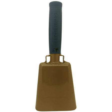 8.6 inch gold bell black handle cowbell with stick grip handle used for cheering at sporting events - cow bell by stewart trading