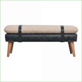 thumbnail image 6 of Bench, Nordic Modern Boucle & Leather Upholstered, Beige/Black, for Entryway/Bedroom/Living Room | Wood | Walnut Brown, 6 of 13