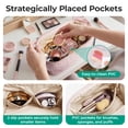 thumbnail image 5 of BAGSMART Wide-open Makeup Bag Cosmetic Pouch Organizer Travel Toiletry Bag Essentials Accessories for Women Girls, Quilted Camel, 5 of 8