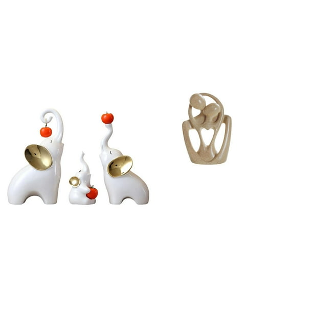 Elegante Familia De Elefantes Y Pareja Abstracta, Esculturas De Resina, Figuras Creativas De Animales Y Humanos Para Sala De Estar, Dormitorio, Estantería, Escritorio, Decoración, Regalo.