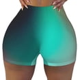 thumbnail image 2 of Daiia Teal and Peach Pattern Women's Workout Shorts Biker Shorts - High Waisted Workout Spandex Tummy Control Gym Running Yoga Shorts-Large, 2 of 8