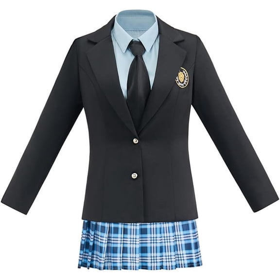 Women's Mia School Uniform Set Blazer Shirt Pleated Skirt Tie Costume