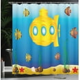 thumbnail image 4 of Ambesonne Yellow Submarine Shower Curtain, Fish Sea Grass, 69"Wx84"L, Blue and Yellow, 4 of 5