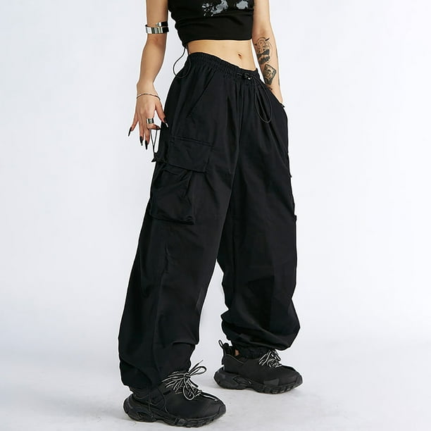 【BAON】Melta Black Wide Parachute Cargo Denim Pants Parachute Wide Leg Cargo | Premium Italian Fabric | Hudson Jeans
