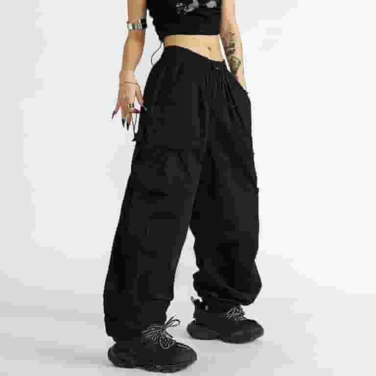 Skpblutn Women's Parachute Pants With 4 Pockets High Rise Skpblutn Women's Parachute Pants With 4 Pockets High Rise