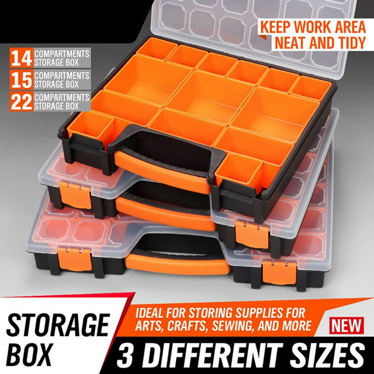 Part Storage Organizer with 22 Compartment Plastic Tool Box Bin Screw Case  