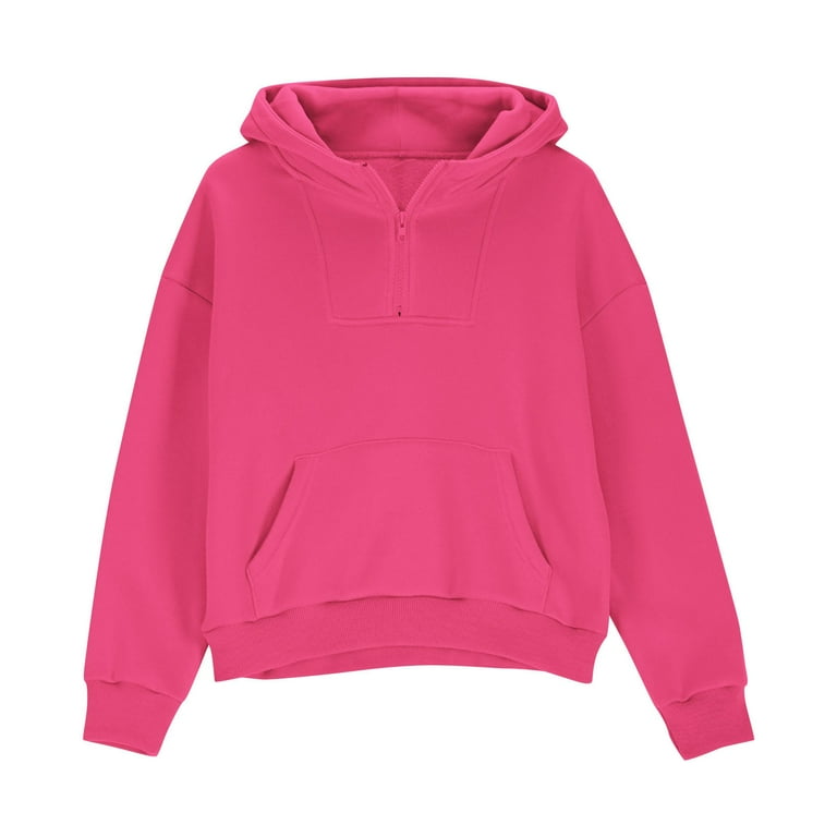 Girls Half Zip Hoodie with Thumb Holes Kids Quarter Zip Up
