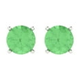 thumbnail image 3 of 4 Ct Round Cut Studs Green Crystal 14K White Solid Gold Everyday Dainty Earrings Push Back, 3 of 7