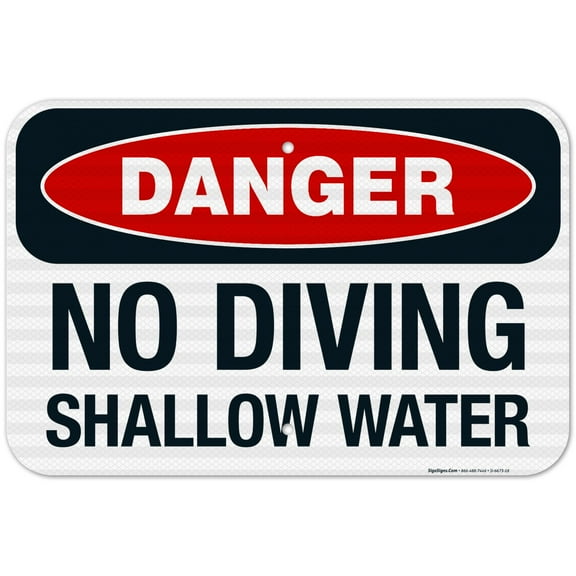 No Diving Shallow Water Sign, Pool Sign, (SI-6673)
