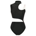 thumbnail image 3 of YEAHDOR Womens Figure Skating Bodysuit Costume Glittery Rhinestone Hollow Gymnastics Acrobatics Leotard Black L, 3 of 7