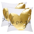 thumbnail image 1 of PiccoCasa Polyester Gold Heart Pattern Throw Pillow Covers 18x18 inch, 2PCS, 1 of 9