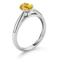 thumbnail image 3 of Gem Stone King 10K White Gold Yellow Citrine Solitaire Engagement Ring for Women (0.75 Cttw, Oval 7X5MM, Gemstone November Birthstone, Size 8), 3 of 4