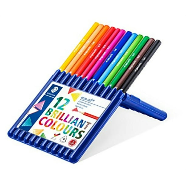 staedtler ergosoft colored pencils, set of 12 colors in standup easel