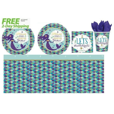 Mermaid Wishes Birthday Party Supply Kit for 16