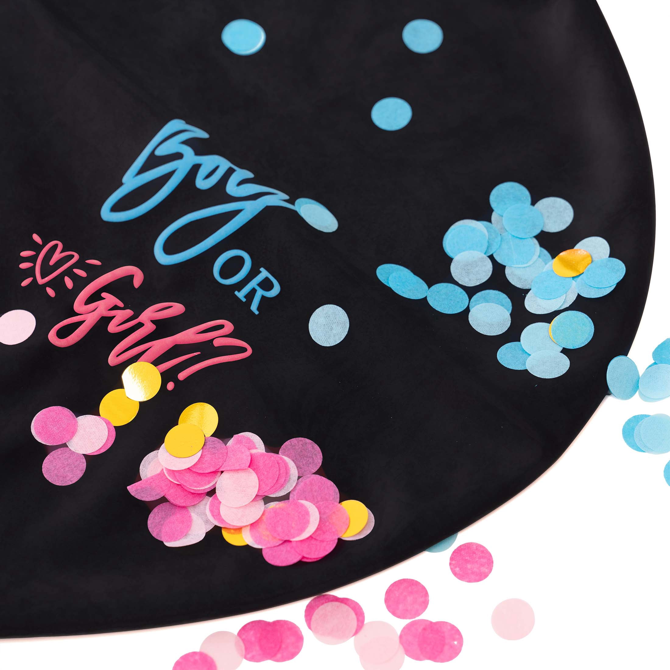 34" Boy or Girl Gender Reveal Black Latex Balloon with Blue or Pink Confetti, by Way To Celebrate