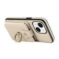 thumbnail image 5 of Compatible with iPhone 13 Wallet Case, PU Leather Case with Card Holder, 360° Rotation Ring Kickstand, Shoulder Strap, Magnetic Snap Protective Case Designed for iPhone 13, Beige, 5 of 8
