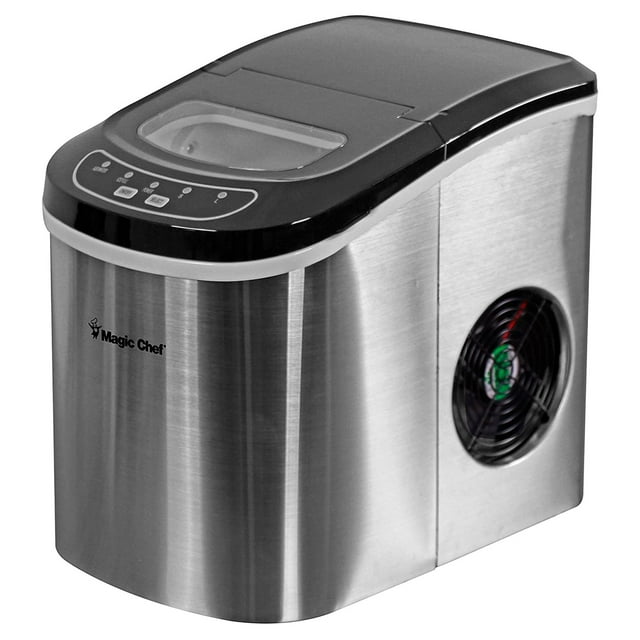 Magic Chef Machine à Glaçons Portable de Comptoir 27lb avec Fenêtre, Acier Inoxydable