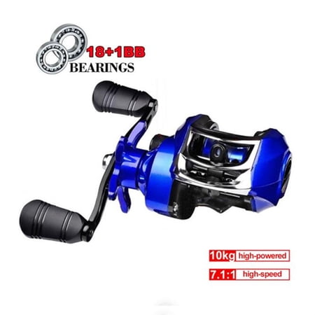 Fishing Reel Baitcasting All Metal Spool 18+1BB 10kg/22LB Max Drag Force Speed Ratio 7.2:1 Magnetic Metal Casting Fishing Reel