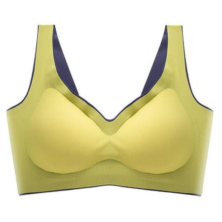 

BYDOT Women Seamless Sport Yoga Bra Thin Wire Free Bralette Contrast Color Underwear