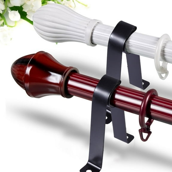 STOBOK 3Pcs Black Steel Curtain Rod Brackets with R-Type Design for Home Window Dressing