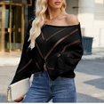 thumbnail image 5 of Fesfesfes Women's Loose Tops Fall Winter Long Sleeve with Ribbed Cuffs Round Neck Sweater Trendy Color-Blocked Warmkeeping Blouses(Black#2,XL), 5 of 6