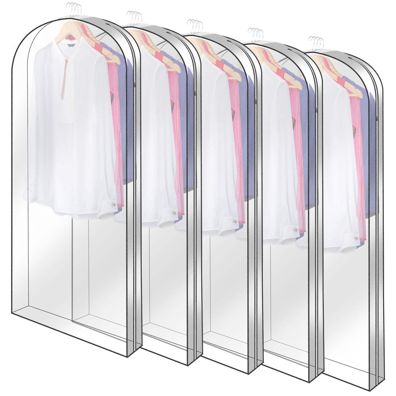 5 Pack 60In Garment Bag for Hanging Clothes