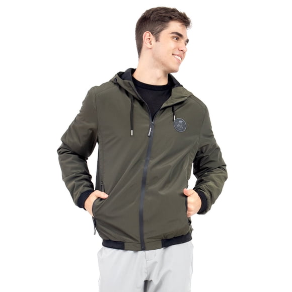 Chamarra Para Hombre De Nylon Con Capucha Y Aplicación Quarry Color Verde Olivo