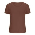 thumbnail image 3 of Summer Savings! Loopsun Womens Summer Top Plus Size, T Shirts for Women, Womens Fashion Summer Short Sleeve Round Neck Solid Casaul Top T-shirt Coffee M, 3 of 4