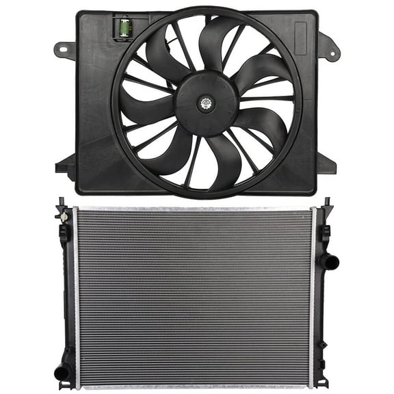 cciyu 13157 Radiator and 622550 Cooling Fan Replacement for 2009-2017 for Chrysler for 300 2009-2017 for Dodge for Challenger 2009-2017 for Dodge for Charger