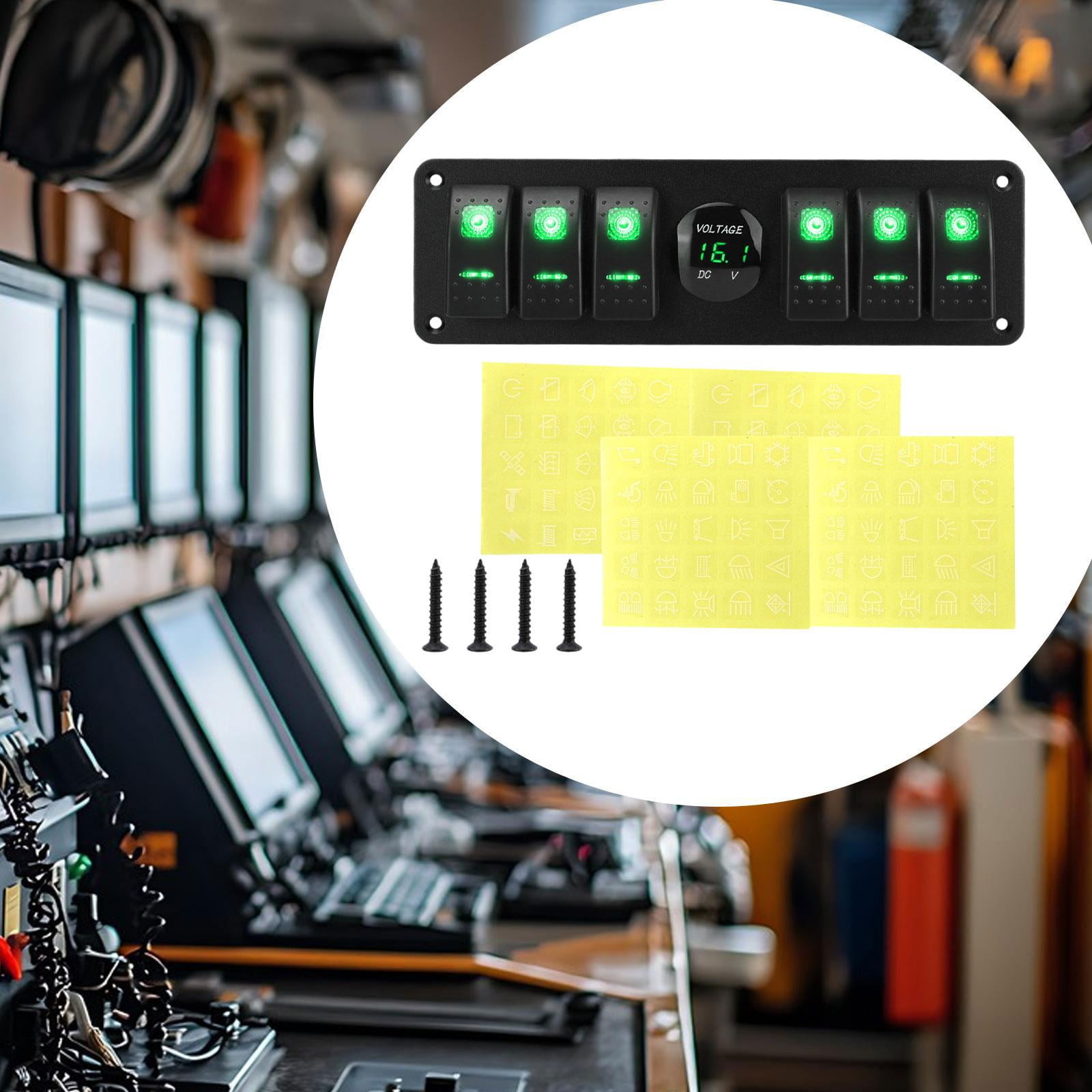 6 Gang Rocker Switch Panel Voltages Display Pre Wired Waterproof Construction for Trucks Marine Vehicles Cars