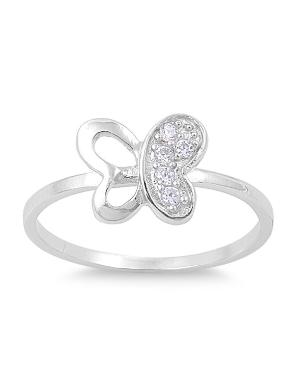Butterfly Transformation Cubic Zirconia Ring Sterling Silver 925