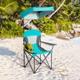 thumbnail image 1 of Gymax Chaise Pliante Parasol Chaise de Camping Extérieur W / Auvent Sac de Transport Turquoise, 1 of 10