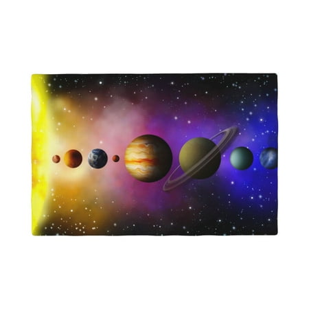 

Table Placemats Set of 4 - Planets And Stars 12x18 In Faux Linen Double Heat Resistant Place Mats Cloth Indoor/Outdoor Placemats Washable Table Mats for Dining Kitchen Party