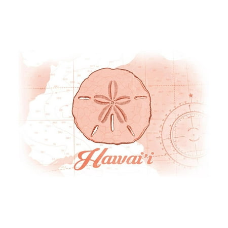 Hawaii - Sand Dollar - Coral - Coastal Icon Print Wall Art By Lantern (Best Coastal Towns In Us)